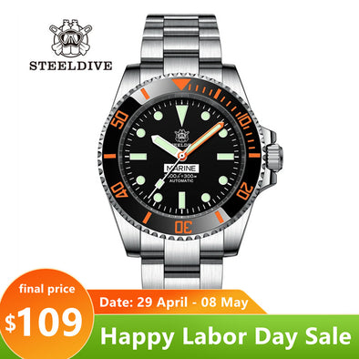 ★LaborDay Sale★Steeldive SD1954C Orange Sub Automatic Watch V2