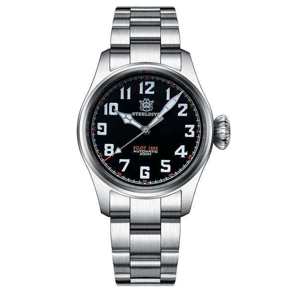 Steeldive SD1928V Retro Pilot Watch - Onion Crown