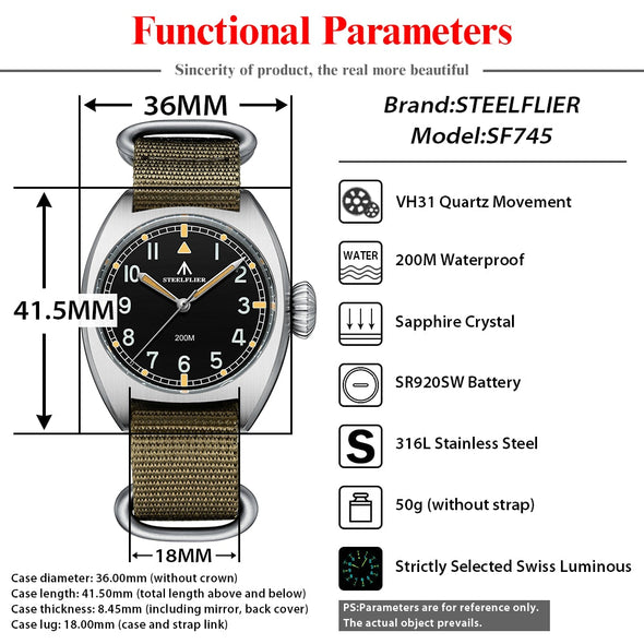 UK Warehouse - Steelflier SF745 British Army W10 Quartz Field Watch