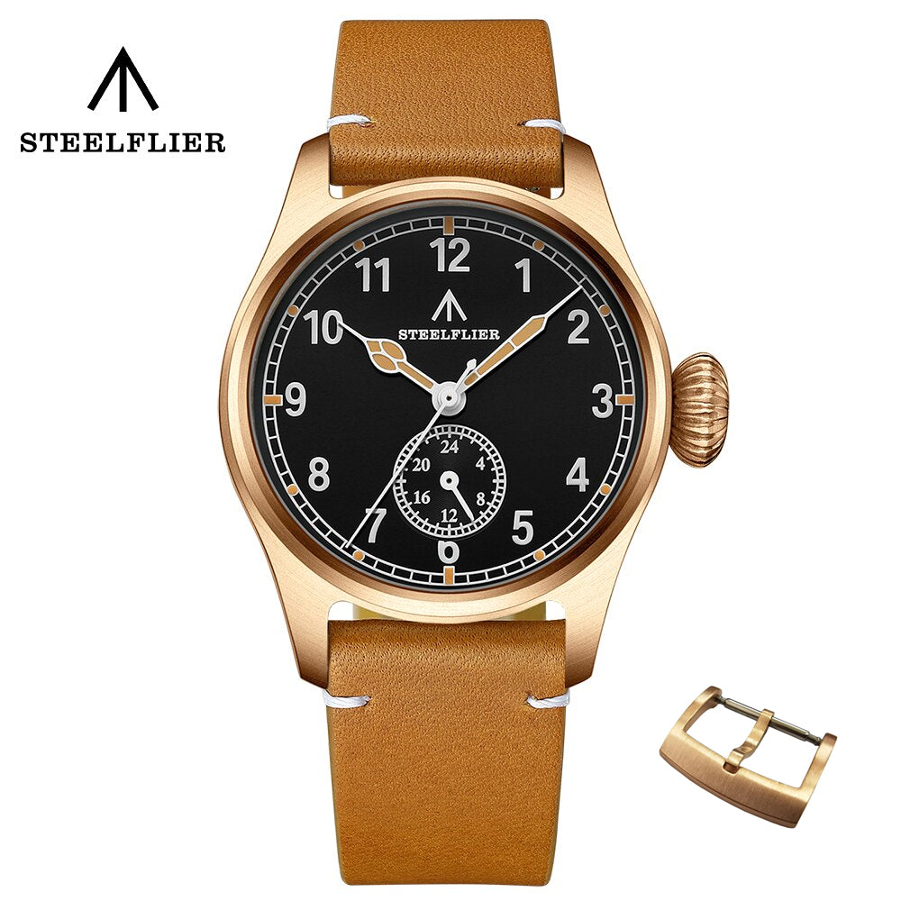 London Craftwork STEELFLIER SF745 Orologio Field Pilot 36mm, Quarzo VH31, Swiss Lume, 200m, Nero - 3