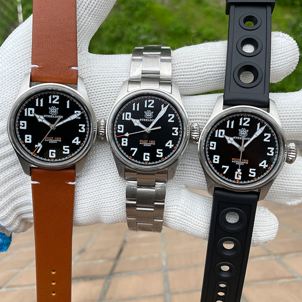 Steeldive SD1928V Retro Pilot Watch - Onion Crown