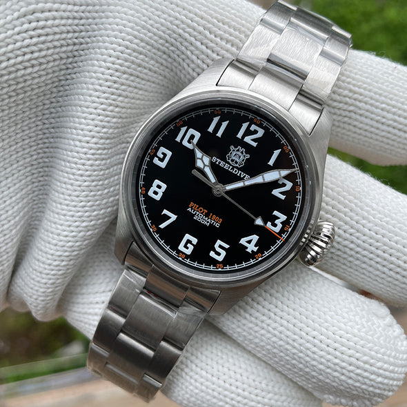 Steeldive SD1928V Retro Pilot Watch - Onion Crown