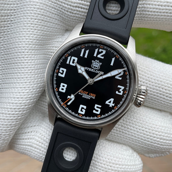 Steeldive SD1928V Retro Pilot Watch - Onion Crown