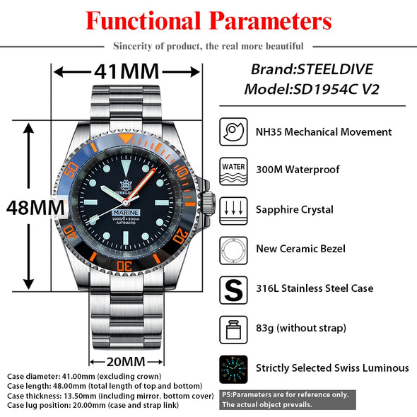 ★Anniversary Sale★Steeldive SD1954C Orange Sub Automatic Watch V2