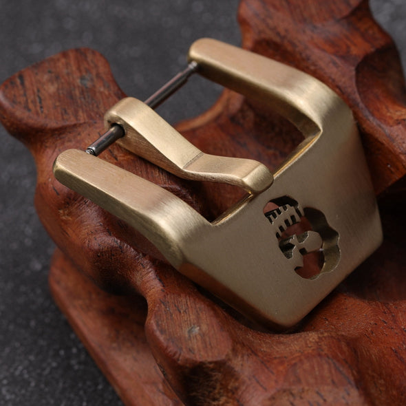 Debossed Skull Brass Watch Band Clasp