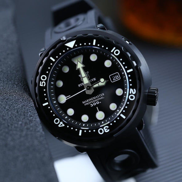Steeldive SD1975 Black Tuna Diver Watch Men