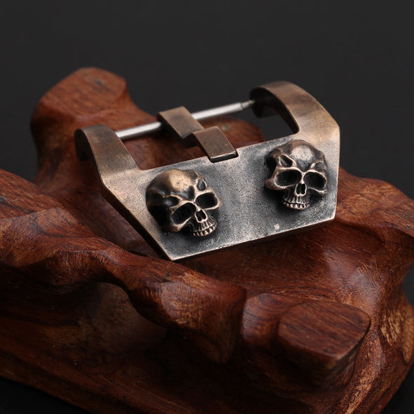 Embossed Skull Design Aged Bronze Watch Clasp