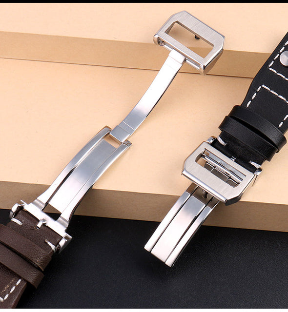 Genuine Leather Rivets Watchband For Big Pilot Watch