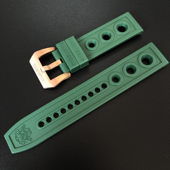 Steedive Rubber Watch Strap with Cusn8 Bronze Buckle